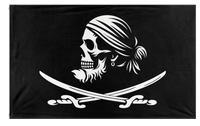A mockup of the custom flag 'PiratGoatee flag' on a white background