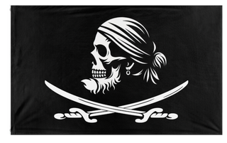 A mockup of the custom flag 'PiratGoatee flag' on a white background