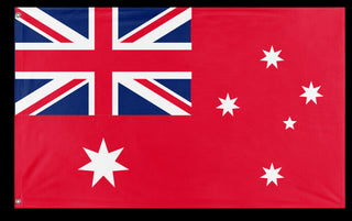 A mockup of the custom flag 'Red Australia flag' on a white background
