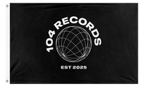 A mockup of the custom flag '104 records flag' on a white background