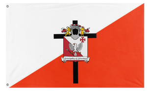 A mockup of the custom flag 'Principality of Silverland flag' on a white background