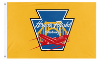 A mockup of the custom flag 'HFP-Gold flag' on a white background