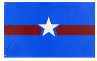 A mockup of the custom flag 'Hopeful Blue flag' on a white background