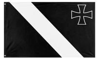 A mockup of the custom flag 'Kingdom of Kriegsbourg flag' on a white background