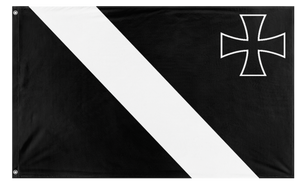 A mockup of the custom flag 'Kingdom of Kriegsbourg flag' on a white background