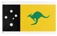 A mockup of the custom flag 'kangaroo island flag' on a white background
