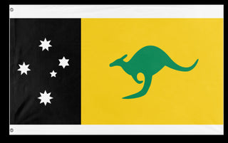 A mockup of the custom flag 'kangaroo island flag' on a white background