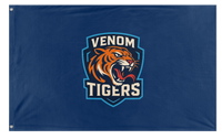 A mockup of the custom flag 'venomtigers flag' on a white background