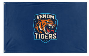 A mockup of the custom flag 'venomtigers flag' on a white background