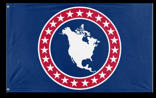 A mockup of the custom flag 'north america flag' on a white background