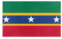 A mockup of the custom flag 'Komful flag' on a white background