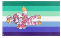A mockup of the custom flag 'Raffi-pride flag' on a white background