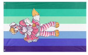A mockup of the custom flag 'Raffi-pride flag' on a white background