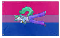 A mockup of the custom flag 'Hyper-Raver Bi flag' on a white background