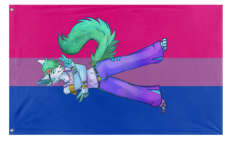 A mockup of the custom flag 'Hyper-raver flag' on a white background
