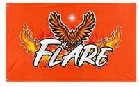A mockup of the custom flag 'Flare flag' on a white background