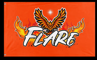 A mockup of the custom flag 'Flare flag' on a white background