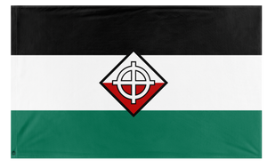 A mockup of the custom flag 'PWO flag' on a white background