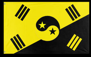 A mockup of the custom flag 'Anarcho  Capitalist Korea flag' on a white background