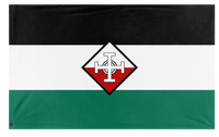 A mockup of the custom flag 'PWO flag' on a white background