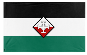 A mockup of the custom flag 'PWO flag' on a white background