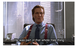 A mockup of the custom flag 'That Whole Yale Thing flag' on a white background