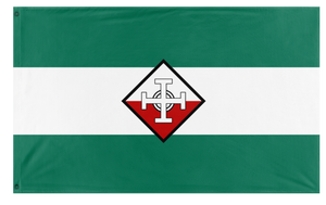 A mockup of the custom flag 'PWO flag' on a white background