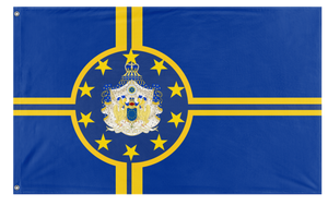 A mockup of the custom flag 'Kingdom of Europe flag' on a white background