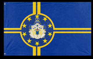 A mockup of the custom flag 'Kingdom of Europe flag' on a white background