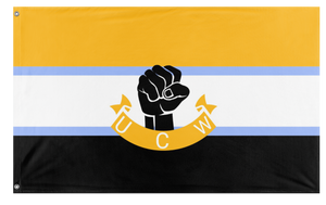 A mockup of the custom flag 'UCW flag' on a white background