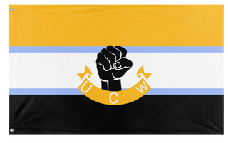A mockup of the custom flag 'UCW flag' on a white background
