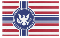 A mockup of the custom flag 'Free American Empire flag' on a white background