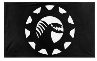 A mockup of the custom flag 'monster engieering flag' on a white background