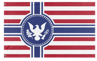 A mockup of the custom flag 'Free American Empire flag' on a white background