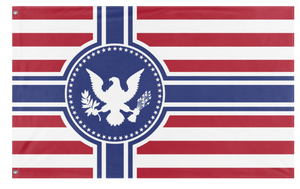A mockup of the custom flag 'Free American Empire flag' on a white background