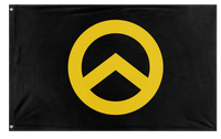A mockup of the custom flag 'Mouvence Identitaire flag' on a white background