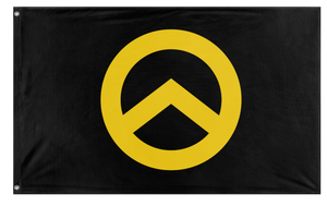 A mockup of the custom flag 'Mouvence Identitaire flag' on a white background