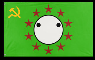 A mockup of the custom flag 'Jimmiestan flag' on a white background