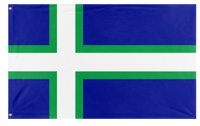 A mockup of the custom flag 'Carrlandic flag' on a white background