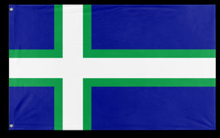 A mockup of the custom flag 'Carrlandic flag' on a white background
