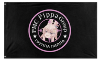 A mockup of the custom flag 'Pippa Group flag' on a white background