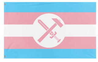 A mockup of the custom flag 'Trans Strasserist flag' on a white background