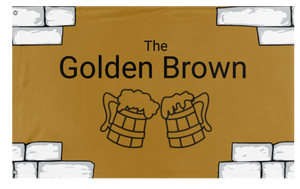 A mockup of the custom flag 'golden brown flag' on a white background