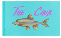 A mockup of the custom flag 'fish flag' on a white background