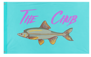 A mockup of the custom flag 'fish flag' on a white background