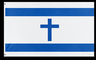 A mockup of the custom flag 'True Israel  flag' on a white background