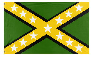 A mockup of the custom flag 'Rebel Jamaica  flag' on a white background