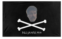 A mockup of the custom flag 'FFA Belgrade Flag' on a white background