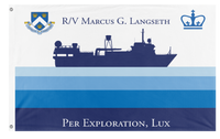 A mockup of the custom flag 'LDEO MGL Expedition Flag' on a white background