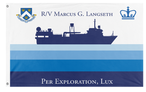 A mockup of the custom flag 'LDEO MGL Expedition Flag' on a white background